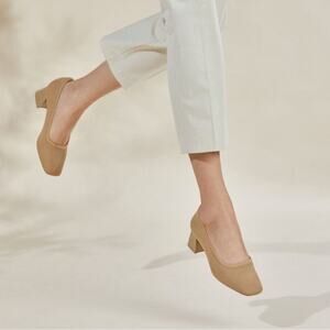 VIVAIA Square-Toe Chunky Heels Melody Pro Tan Sz 40.5